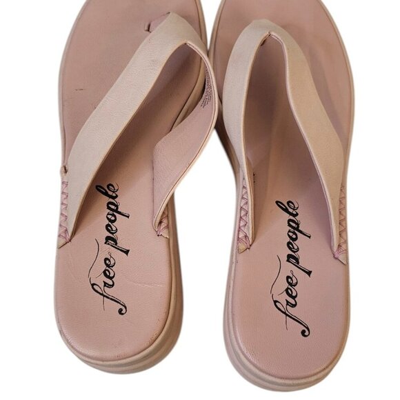 Free People Womens Leather Platform Sandals, Thongs, Flipflops, Pink, 40/9 - Picture 6 of 8